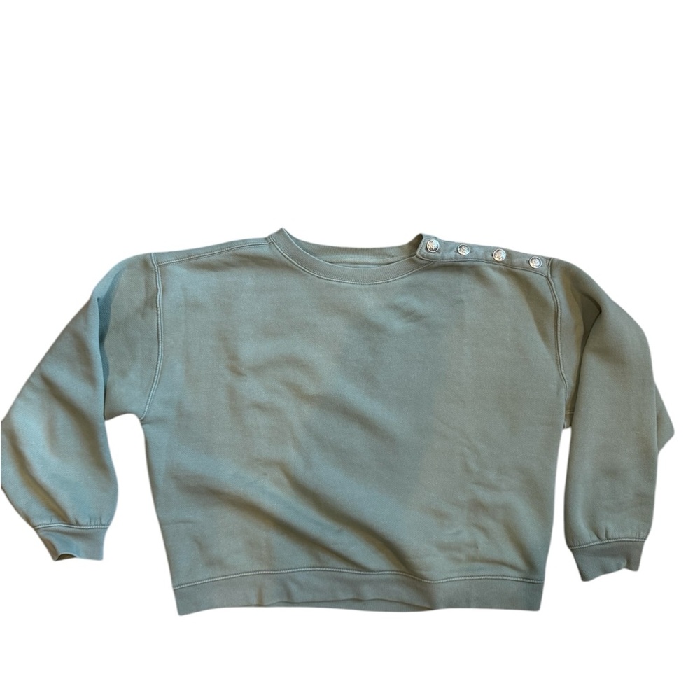 J Crew Green Button-Shoulder Sweatshirt Women’s Size Medium (M)
